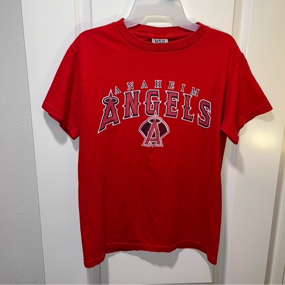 Vintage LEE Sports Anaheim Angels youth T-Shirt size L 14/16 red graphic tee - Picture 1 of 4